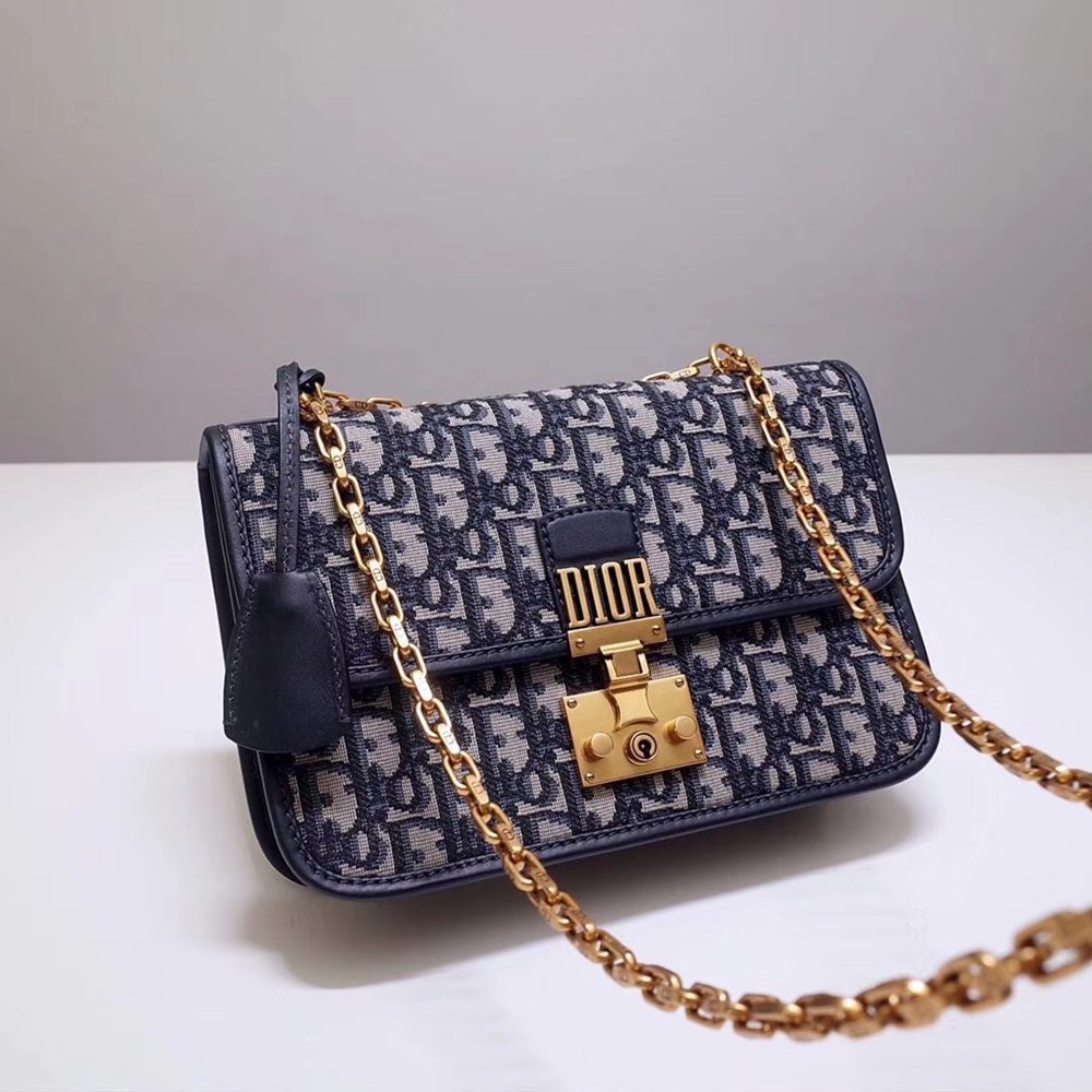 Dior Dioraddict Flap Bag In Blue Oblique Canvas TDBS25073