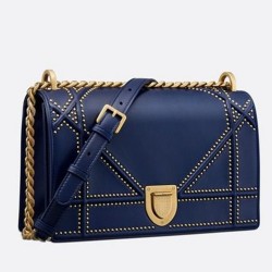 Dior Diorama Bag In Blue Studded Lambskin TDBS25088