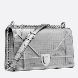 Dior Diorama Bag In Silver Metallic Calfskin TDBS25093