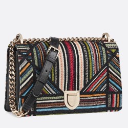 Dior Diorama Canvas Bag Embroidered With Multi-coloured Stripes TDBS25095