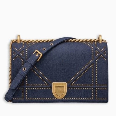 Dior Diorama Flap Bag In Denim And Studded TDBS25096