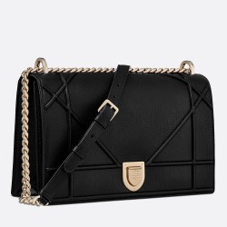 Dior Diorama Flap Bag In Noir Grained Calfskin TDBS25097