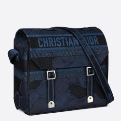 Dior Diorcamp Messenger Bag In Blue Camouflage Canvas TDBS25102