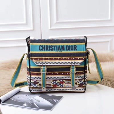 Dior Diorcamp Messenger Bag In Turquoise Embroidered Canvas TDBS25108