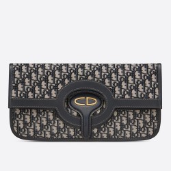 Dior Fold Over Clutch In Blue Oblique Canvas TDBS25060