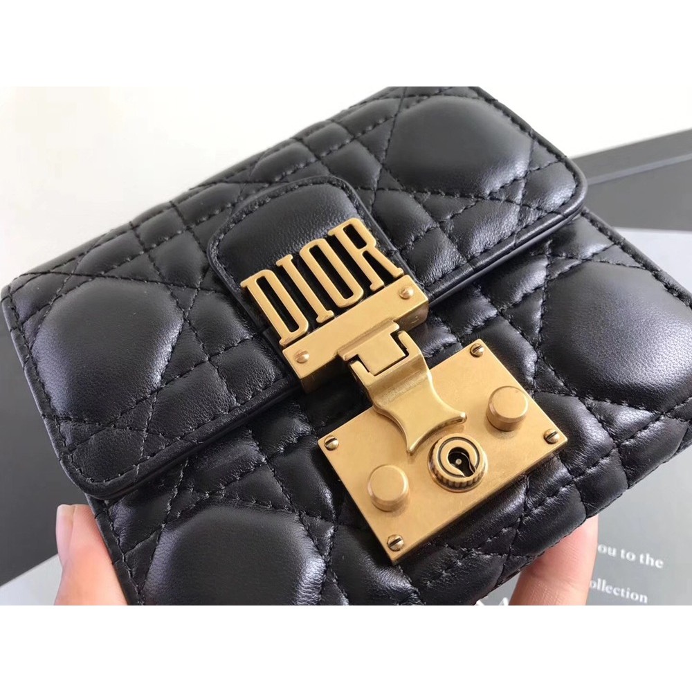 Dior French DiorAddict Wallet In Black Lambskin TDBS25558