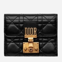 Dior French DiorAddict Wallet In Black Lambskin TDBS25558