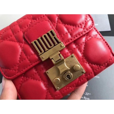 Dior French DiorAddict Wallet In Red Lambskin TDBS25562