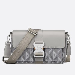 Dior Hit the Road Messenger Bag In Gray CD Diamond Canvas TDBS25367