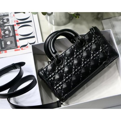 Dior Lady D-Joy Bag In Black Calfskin with Diamond Motif TDBS25329