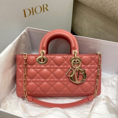 Dior Lady D-Joy Bag In Coral Pink Cannage Lambskin TDBS25331