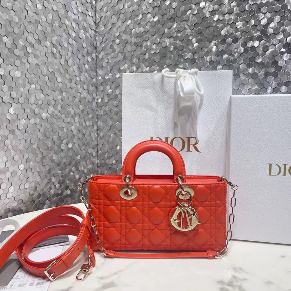 Dior Lady D-Joy Bag In Orange Cannage Lambskin TDBS25334