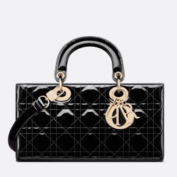 Dior Lady D-Joy Medium Bag In Black Patent Cannage Calfskin TDBS25339