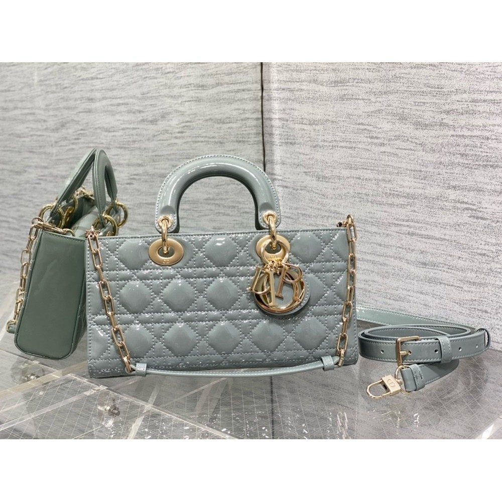 Dior Lady D-Joy Medium Bag in Grey Patent Cannage Calfskin TDBS25342