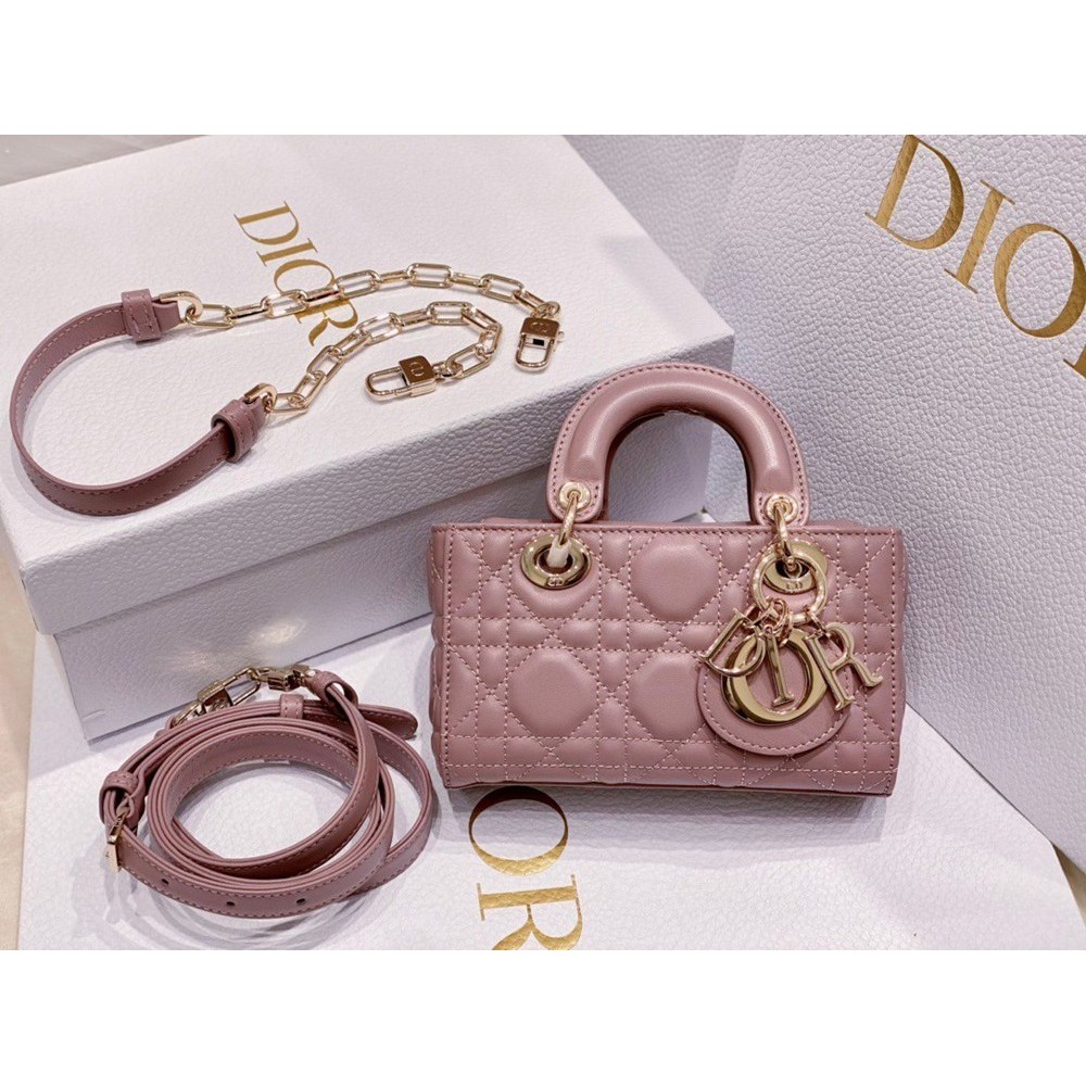 Dior Lady D-Joy Micro Bag In Peony Pink Cannage Lambskin TDBS25347