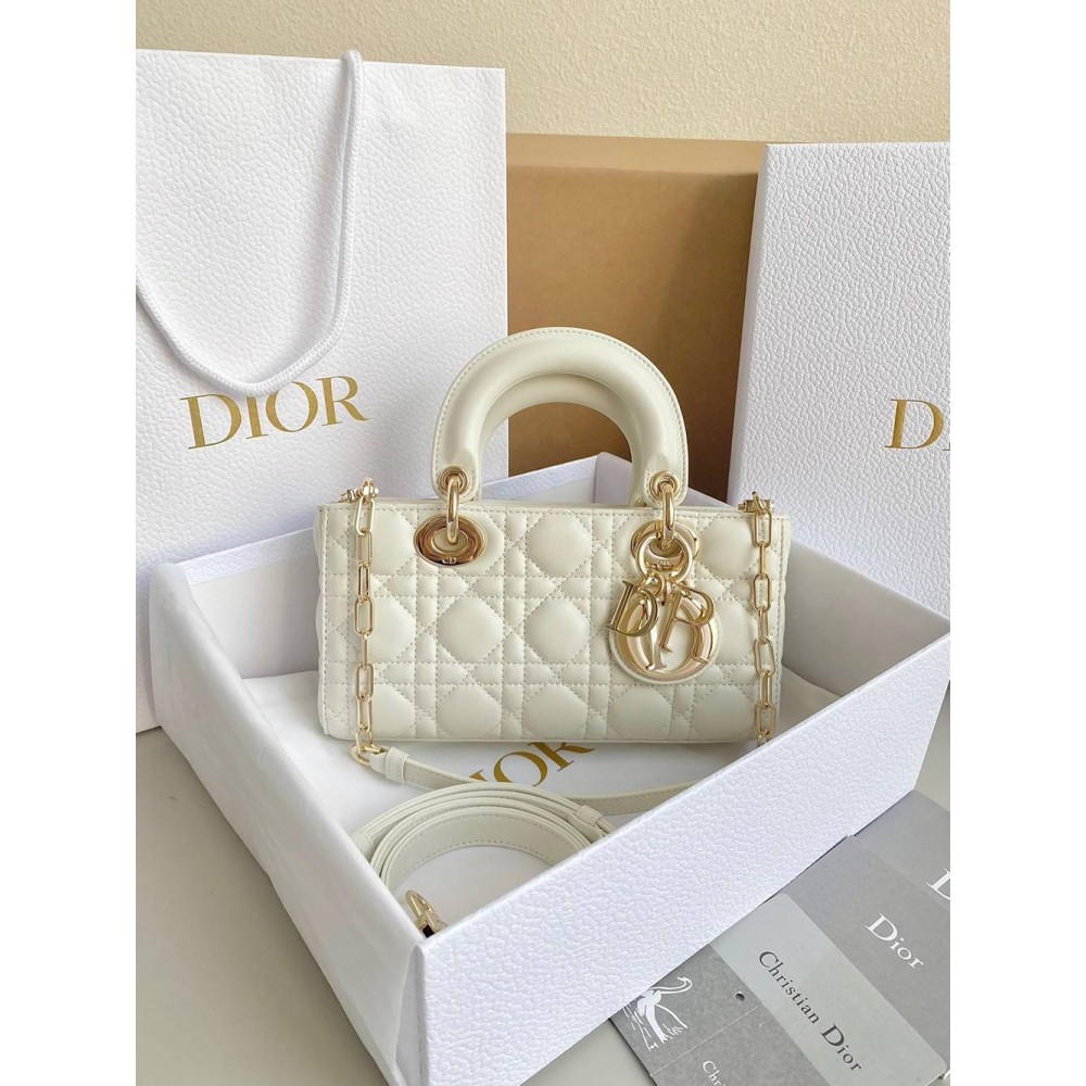 Dior Lady D-Joy Small Bag In White Cannage Lambskin TDBS25355