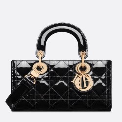 Dior Lady D-Joy Small Bag in Black Patent Calfskin TDBS25350