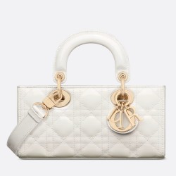 Dior Lady D-Joy Small Bag in White Patent Calfskin TDBS25356