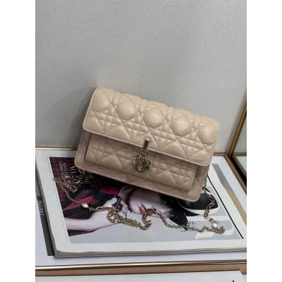 Dior Lady Dior Chain Pouch In Beige Cannage Lambskin TDBS25390