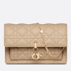 Dior Lady Dior Chain Pouch In Beige Cannage Lambskin TDBS25390