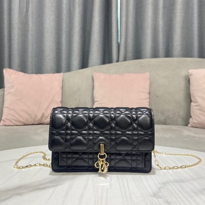 Dior Lady Dior Chain Pouch In Black Cannage Lambskin TDBS25391