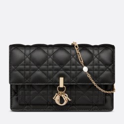 Dior Lady Dior Chain Pouch In Black Cannage Lambskin TDBS25391