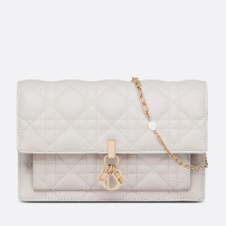 Dior Lady Dior Chain Pouch In White Cannage Lambskin TDBS25394