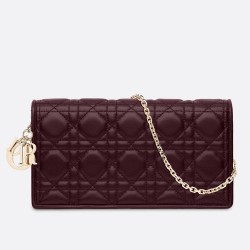 Dior Lady Dior Clutch With Chain In Bordeaux Lambskin TDBS25182