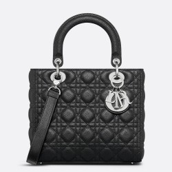 Dior Lady Dior Medium Bag in Black Grained Calfskin TDBS25190