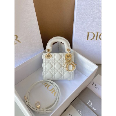 Dior Lady Dior Micro Bag In White Cannage Lambskin TDBS25194