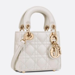 Dior Lady Dior Micro Bag In White Cannage Lambskin TDBS25194