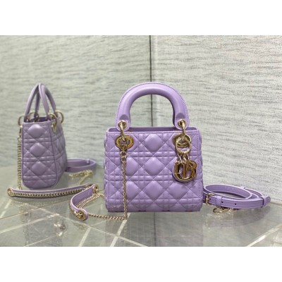 Dior Lady Dior Mini Bag with Chain in Lilas Cannage Lambskin TDBS25199