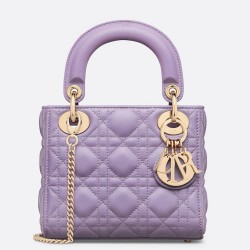 Dior Lady Dior Mini Bag with Chain in Lilas Cannage Lambskin TDBS25199