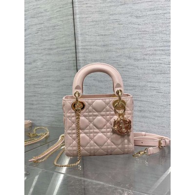 Dior Lady Dior Mini Bag with Chain in Pink Lambskin with Resin Charms  TDBS25174