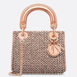 Dior Lady Dior Mini Chain Bag in Square with Strass and Beads TDBS25202