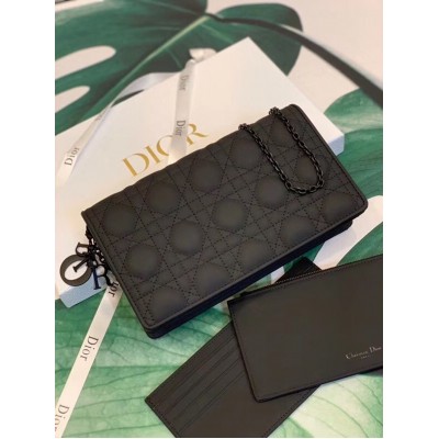 Dior Lady Dior Ultra Black Clutch With Chain TDBS25212