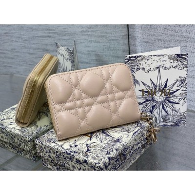 Dior Lady Dior Voyageur Small Coin Purse in Sand Lambskin TDBS25216