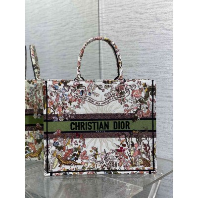 Dior Large Book Tote Bag in Dior 4 Saisons Automne Soleil Embroidery TDBS2886