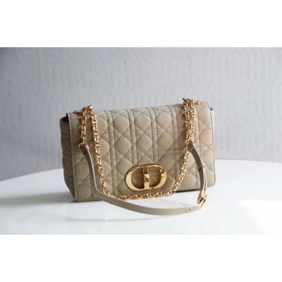 Dior Large Caro Bag In Beige Cannage Calfskin TDBS25020