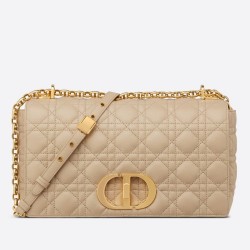 Dior Large Caro Bag In Beige Cannage Calfskin TDBS25020