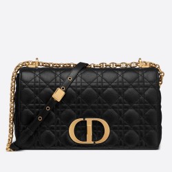 Dior Large Caro Bag In Black Cannage Calfskin TDBS25021