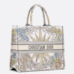 Dior Large Dior Book Tote In White Multicolor Rêve d'Infini Embroidery TDBS2908