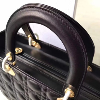 Dior Large Lady Dior Bag In Black Lambskin TDBS25218