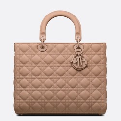 Dior Large Lady Dior Bag In Blush Ultramatte Calfskin TDBS25221