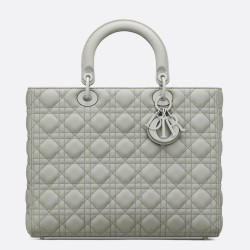 Dior Large Lady Dior Bag In Grey Ultramatte Calfskin TDBS25227