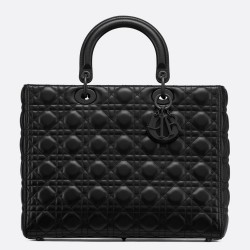 Dior Large Lady Dior Ultra-Matte So Black Bag TDBS25232