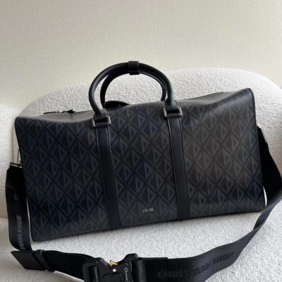 Dior Lingot 50 Duffle Bag In Black CD Diamond Canvas TDBS25357