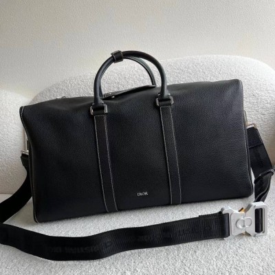 Dior Lingot 50 Duffle Bag In Black Grained Calfskin TDBS25358