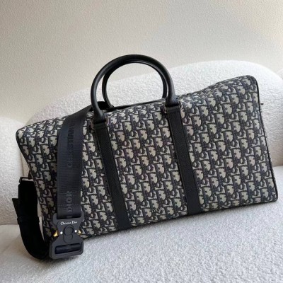 Dior Lingot 50 Duffle Bag In Black Oblique Jacquard TDBS25359