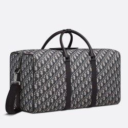 Dior Lingot 50 Duffle Bag In Black Oblique Jacquard TDBS25359